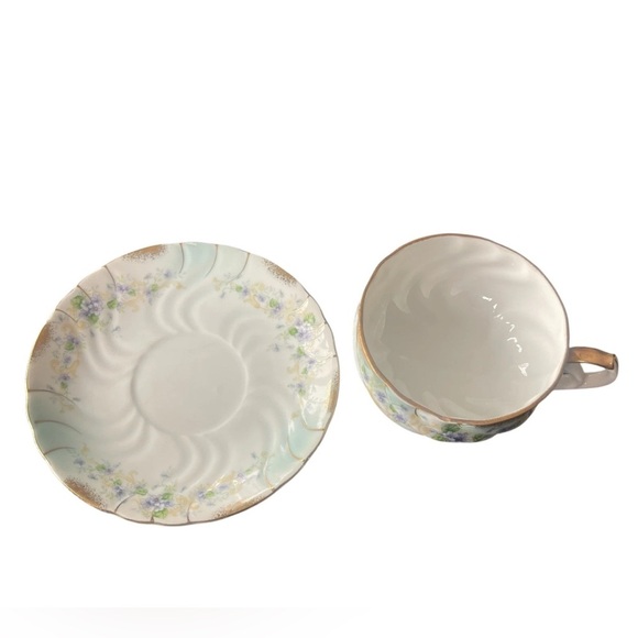 Vintage Lefton’s Heirloom Violet China 1076V-3 Piece Dessert Set Gold Gilding - Picture 4 of 8